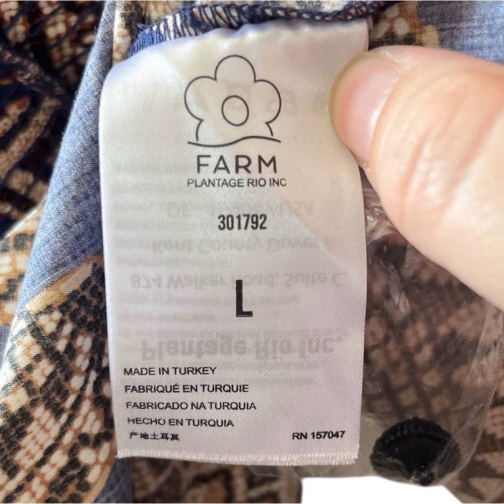 Farm Rio Yawanawa Vanahu Navy Organic Cotton Mini Dress Sz L - Picture 10 of 13